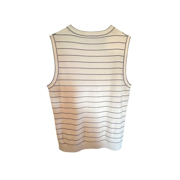 Striped Theory Sleeveless Knit Top M White & Black - Picture 3 of 5